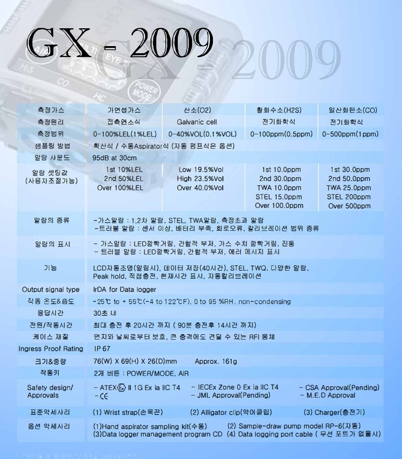 제품 상세 스펙 규격표 1